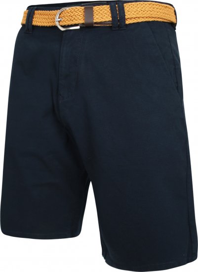 Kam Jeans 3402 Belted Dobby Weave Stretch Chino Shorts Navy - Lühikesed püksid - Lühikesed Püksid suured suurused: W40-W60