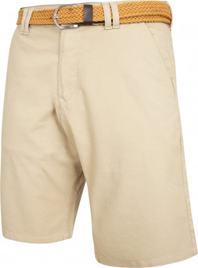 Kam Jeans 3402 Belted Dobby Weave Stretch Chino Shorts Beige - Lühikesed püksid - Lühikesed Püksid suured suurused: W40-W60