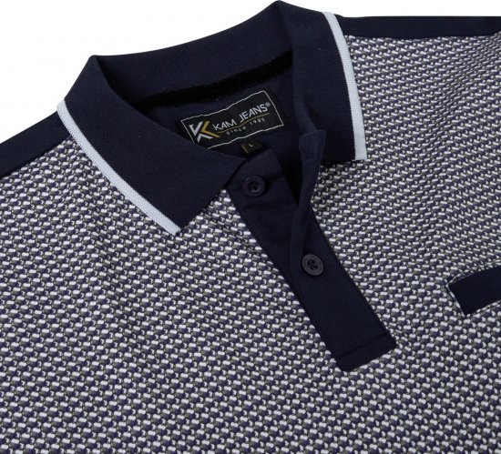 Kam Jeans 5518 Smart Mini Geo-Print Polo Navy - Polosärgid - Meeste suured polosärgid 2XL – 8XL