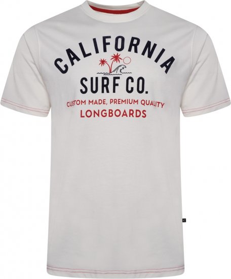 Kam Jeans 5766 California Surf Co T-Shirt Vintage White - T-särgid - Suured T-särgid 2XL – 14XL