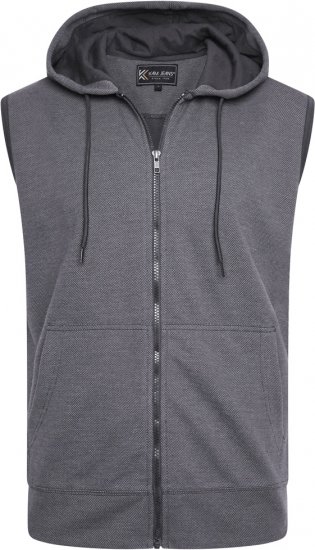 Kam Jeans 7077 Textured Interlock Sleeveless Hoodie Charcoal - Sviitrid ja dressipluusid - Meeste suured kapuutsiga jakid suurustes 2XL – 14XL