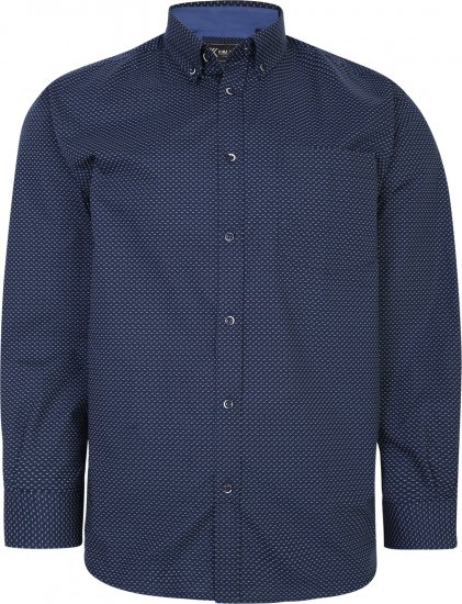 Kam Jeans P018 Premium Dobby Print Long Sleeve Shirt Navy - Särgid - Meeste suured särgid 2XL – 8XL