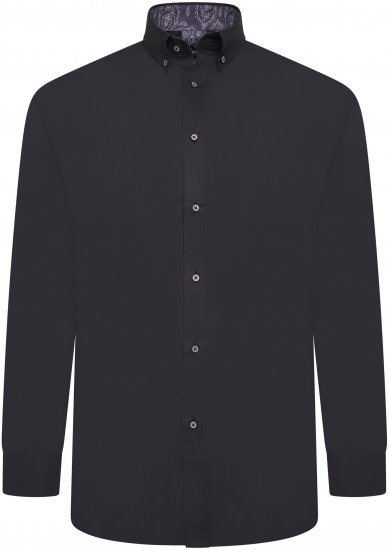 Kam Jeans P023B Premium Stretch Long Sleeve Shirt Button Down Black - Särgid - Meeste suured särgid 2XL – 8XL