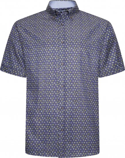 Kam Jeans P033 Premium Floral Print Short Sleeve Shirt Navy - Särgid - Meeste suured särgid 2XL – 8XL