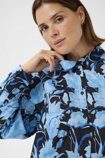 Kaffe Curve Sasja Pikkade varrukatega särk Blue Snake Flower - Pluusid & tuunikad - 