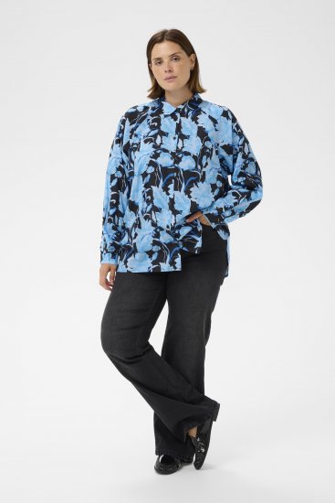 Kaffe Curve Sasja Pikkade varrukatega särk Blue Snake Flower - Pluusid & tuunikad - 