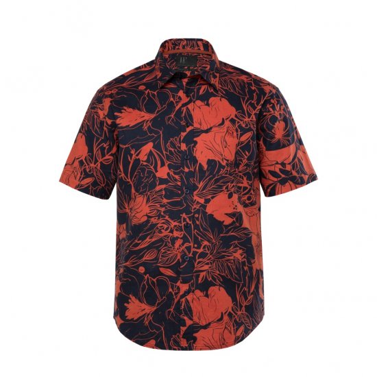 JP1880 Shirt Short Sleeve Linen Blend Red - Särgid - Meeste suured särgid 2XL – 8XL