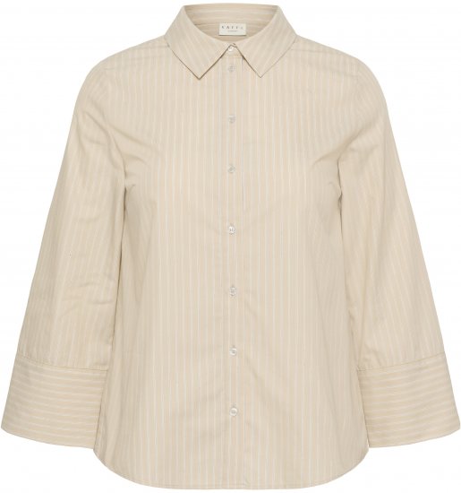 Kaffe Curve Josa Shirt Feather Grey Stripe - Triiksärgid - 