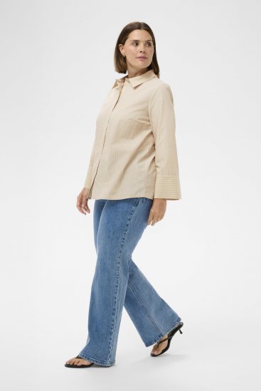 Kaffe Curve Josa Shirt Feather Grey Stripe - Triiksärgid - 