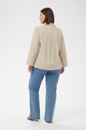 Kaffe Curve Josa Shirt Feather Grey Stripe - Triiksärgid - 