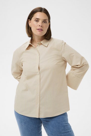 Kaffe Curve Josa Shirt Feather Grey Stripe - Triiksärgid - 