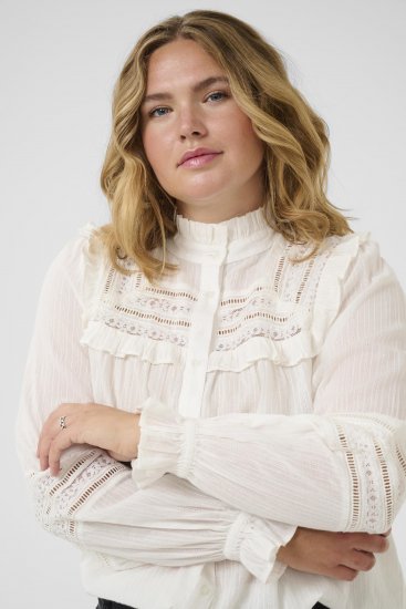 Kaffe Curve Jessa Shirt Long Sleeve White - Triiksärgid - 