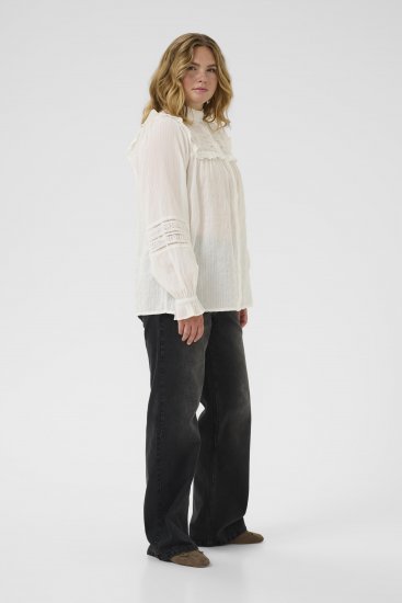 Kaffe Curve Jessa Shirt Long Sleeve White - Triiksärgid - 