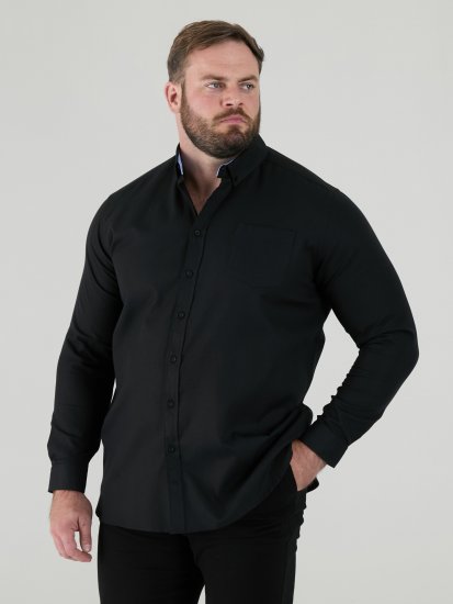 D555 Richard Pikkade Varrukatega Oxford-Särk TALL Must - TALL särgid - 
