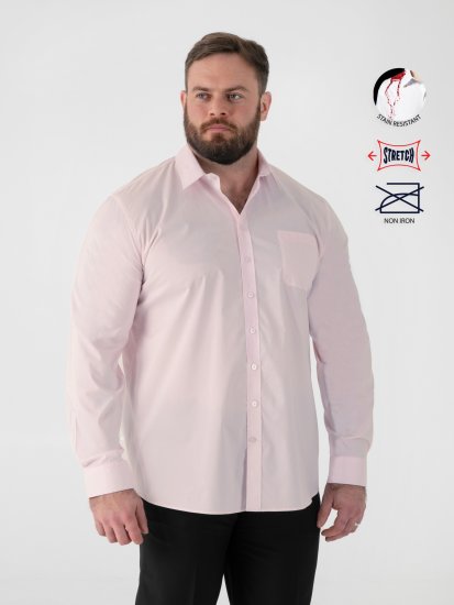 D555 Oliver Plekikindel Triikimisvaba Veniv Pikkade Varrukatega Särk Roosa - Särgid - Meeste suured särgid 2XL – 8XL