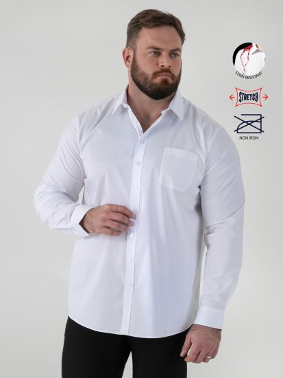 D555 Oliver Plekikindel Triikimisvaba Veniv Pikkade Varrukatega Särk Valge - Särgid - Meeste suured särgid 2XL – 8XL