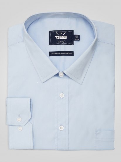 D555 Oliver Plekikindel Triikimisvaba Veniv Pikkade Varrukatega Särk Taevasinine - Särgid - Meeste suured särgid 2XL – 8XL