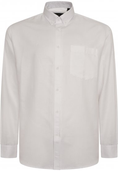 Kam Jeans P020 Premium Long sleeve Oxford Shirt White - Särgid - Meeste suured särgid 2XL – 8XL
