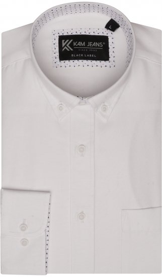 Kam Jeans P020 Premium Long sleeve Oxford Shirt White - Särgid - Meeste suured särgid 2XL – 8XL