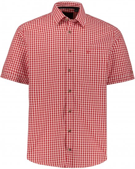 JP1880 Shirt Traditional Checked Short Sleeve Red - Särgid - Meeste suured särgid 2XL – 8XL