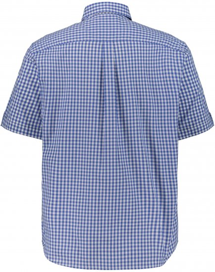 JP1880 Short Sleeve Check Print Traditional Shirt Blue - Särgid - Meeste suured särgid 2XL – 8XL