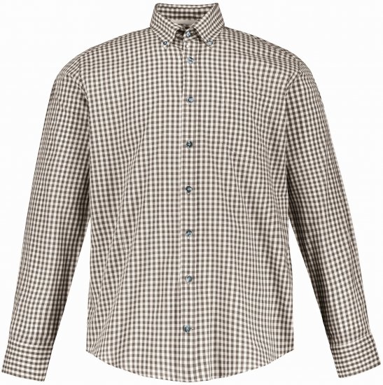 JP1880 Long Sleeve Check Print Traditional Shirt Brown - Särgid - Meeste suured särgid 2XL – 8XL
