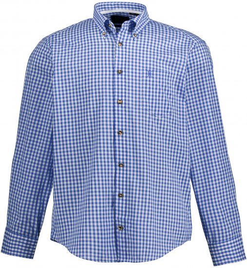 JP1880 Shirt Traditional Checked Long Sleeve Blue - Särgid - Meeste suured särgid 2XL – 8XL