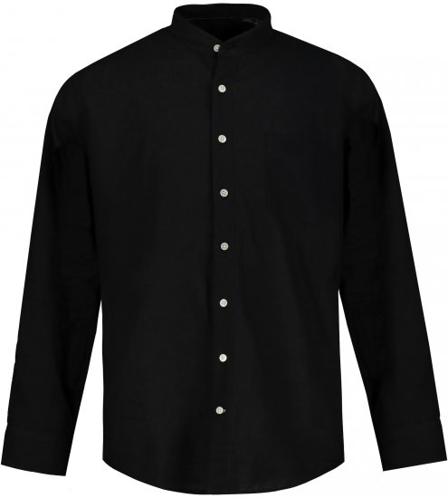 JP1880 Shirt Linen Blend Long Sleeve Black TALL - MEESTERIIDED MT-6XLT - Pikad meeste riided
