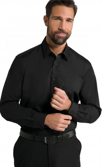 JP1880 Shirt Business Kent Collar Long Sleeve Black TALL - MEESTERIIDED MT-6XLT - Pikad meeste riided