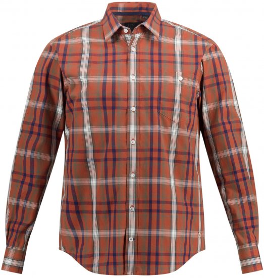 JP1880 Shirt Long Sleeve Checked Dark Orange TALL - MEESTERIIDED MT-6XLT - Pikad meeste riided