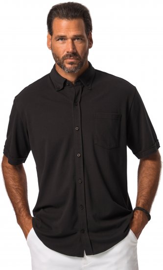 JP1880 Shirt Pique Flexnamic Short Sleeve Black TALL - MEESTERIIDED MT-6XLT - Pikad meeste riided