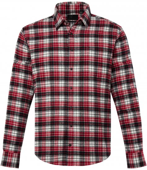 JP1880 Shirt Flannel Checked Long Sleeve Red TALL - MEESTERIIDED MT-6XLT - Pikad meeste riided