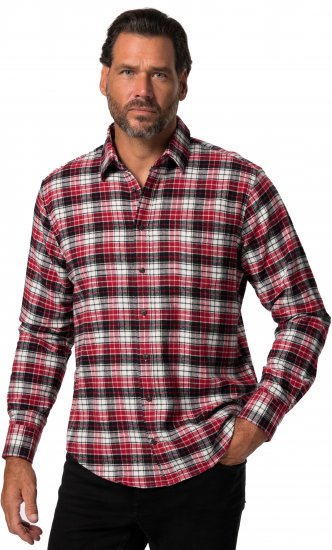 JP1880 Shirt Flannel Checked Long Sleeve Red TALL - MEESTERIIDED MT-6XLT - Pikad meeste riided