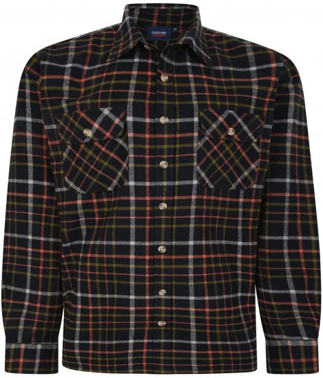 Espionage SH401 Checked Cotton Overshirt Black/Red - Sviitrid ja dressipluusid - Meeste suured kapuutsiga jakid suurustes 2XL – 14XL