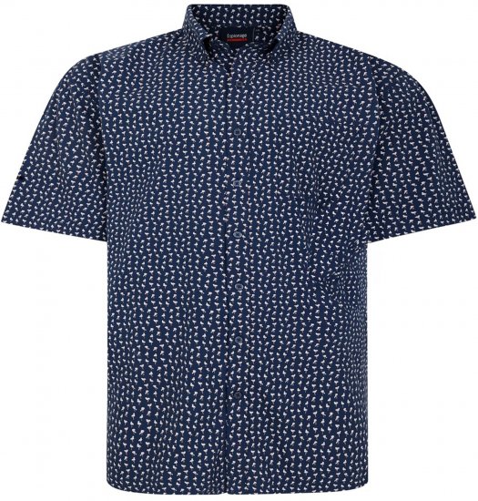 Espionage SH439 Mini Flamingo Printed Short Sleeve Shirt Navy - Särgid - Meeste suured särgid 2XL – 8XL