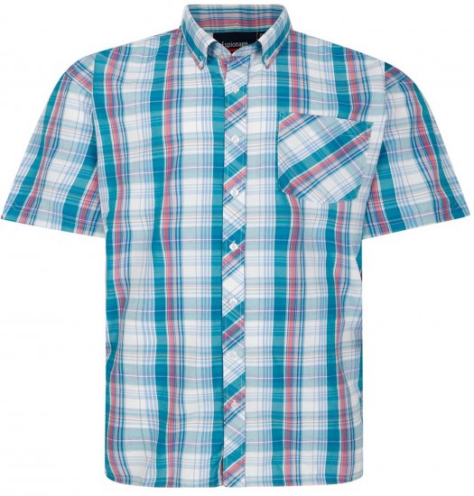 Espionage SH443 Checked Short Sleeve Shirt Green/Pink/White - Särgid - Meeste suured särgid 2XL – 8XL