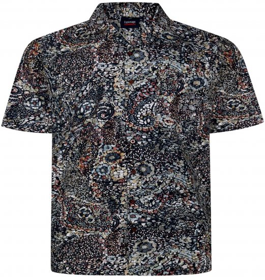 Espionage SH467 Short Sleeve Abstract Print Shirt Dark Green - Lühikeste varrukatega särgid - Meeste Lühikeste varrukatega särgid 