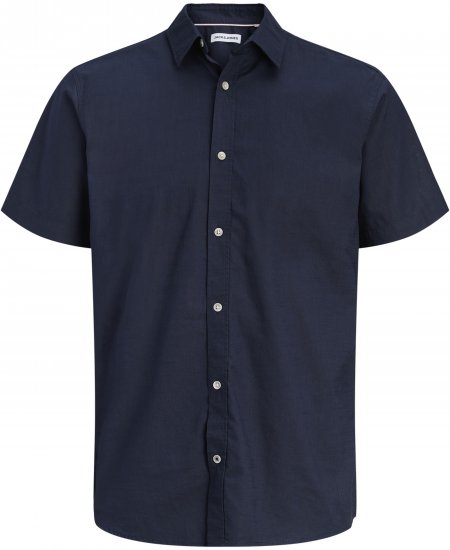 Jack & Jones Henry Slub Short Sleeve Navy - Särgid - Meeste suured särgid 2XL – 8XL