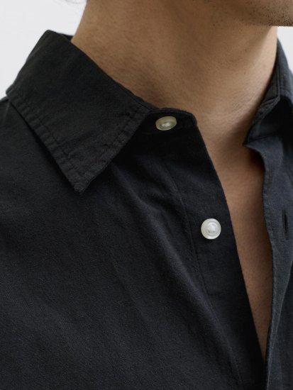 Jack & Jones Breeze Linen Short Sleeve Shirt Black - Särgid - Meeste suured särgid 2XL – 8XL