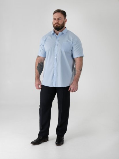 D555 Lucas Plekikindel Triikimisvaba Veniv Lühikeste Varrukatega Särk Taevasinine - Särgid - Meeste suured särgid 2XL – 8XL