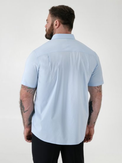 D555 Lucas Plekikindel Triikimisvaba Veniv Lühikeste Varrukatega Särk Taevasinine - Särgid - Meeste suured särgid 2XL – 8XL