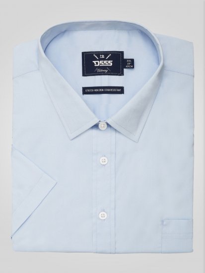 D555 Lucas Plekikindel Triikimisvaba Veniv Lühikeste Varrukatega Särk Taevasinine - Särgid - Meeste suured särgid 2XL – 8XL