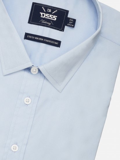 D555 Lucas Plekikindel Triikimisvaba Veniv Lühikeste Varrukatega Särk Taevasinine - Särgid - Meeste suured särgid 2XL – 8XL