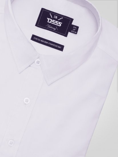 D555 Lucas Plekikindel Triikimisvaba Veniv Lühikeste Varrukatega Särk Valge - Särgid - Meeste suured särgid 2XL – 8XL