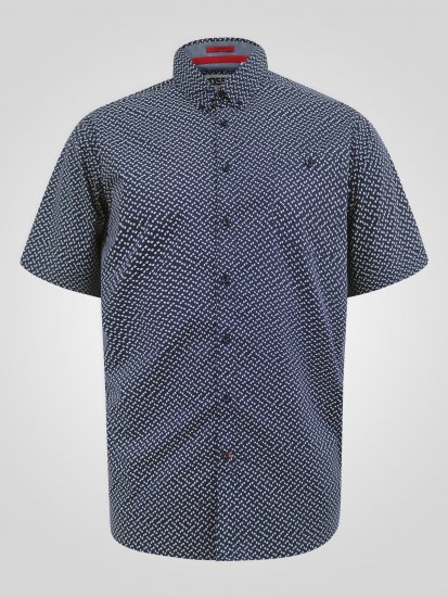 D555 Melrose Navy Icon AOP Button Down Collar Short Sleeve Navy - Lühikeste varrukatega särgid - Meeste Lühikeste varrukatega särgid 