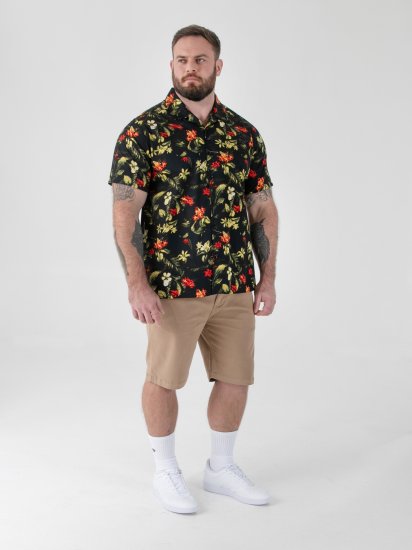 D555 Gordon Hawaiian AOP Cuvan Collar Resort Short Sleeve Black - Särgid - Meeste suured särgid 2XL – 8XL