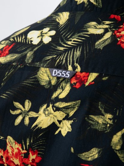 D555 Gordon Hawaiian AOP Cuvan Collar Resort Short Sleeve Black - Särgid - Meeste suured särgid 2XL – 8XL