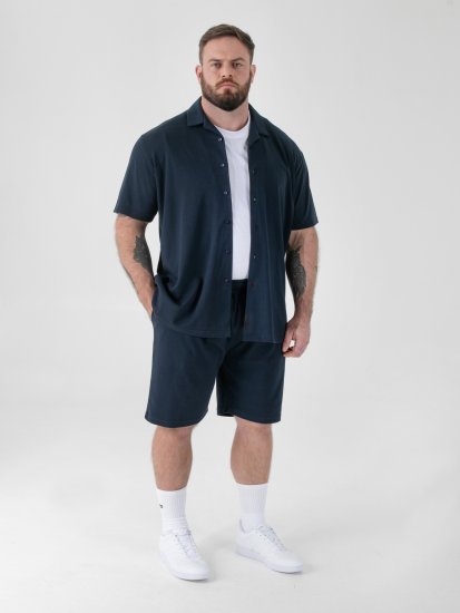 D555 Connor Stretch Cuban Collar Resort Short Sleeve Shirt Navy - Särgid - Meeste suured särgid 2XL – 8XL