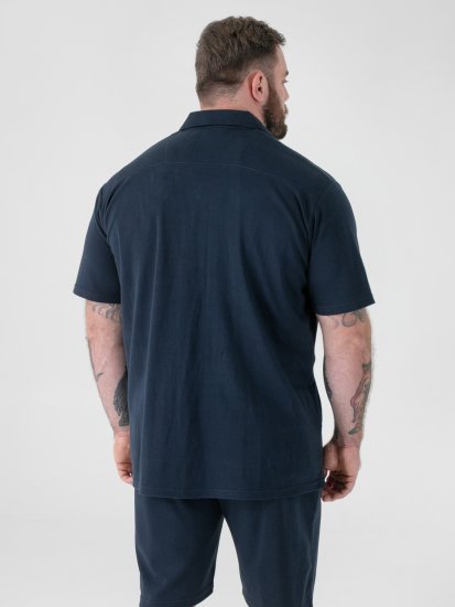 D555 Connor Stretch Cuban Collar Resort Short Sleeve Shirt Navy - Särgid - Meeste suured särgid 2XL – 8XL