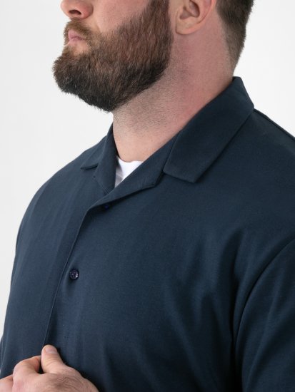D555 Connor Stretch Cuban Collar Resort Short Sleeve Shirt Navy - Särgid - Meeste suured särgid 2XL – 8XL